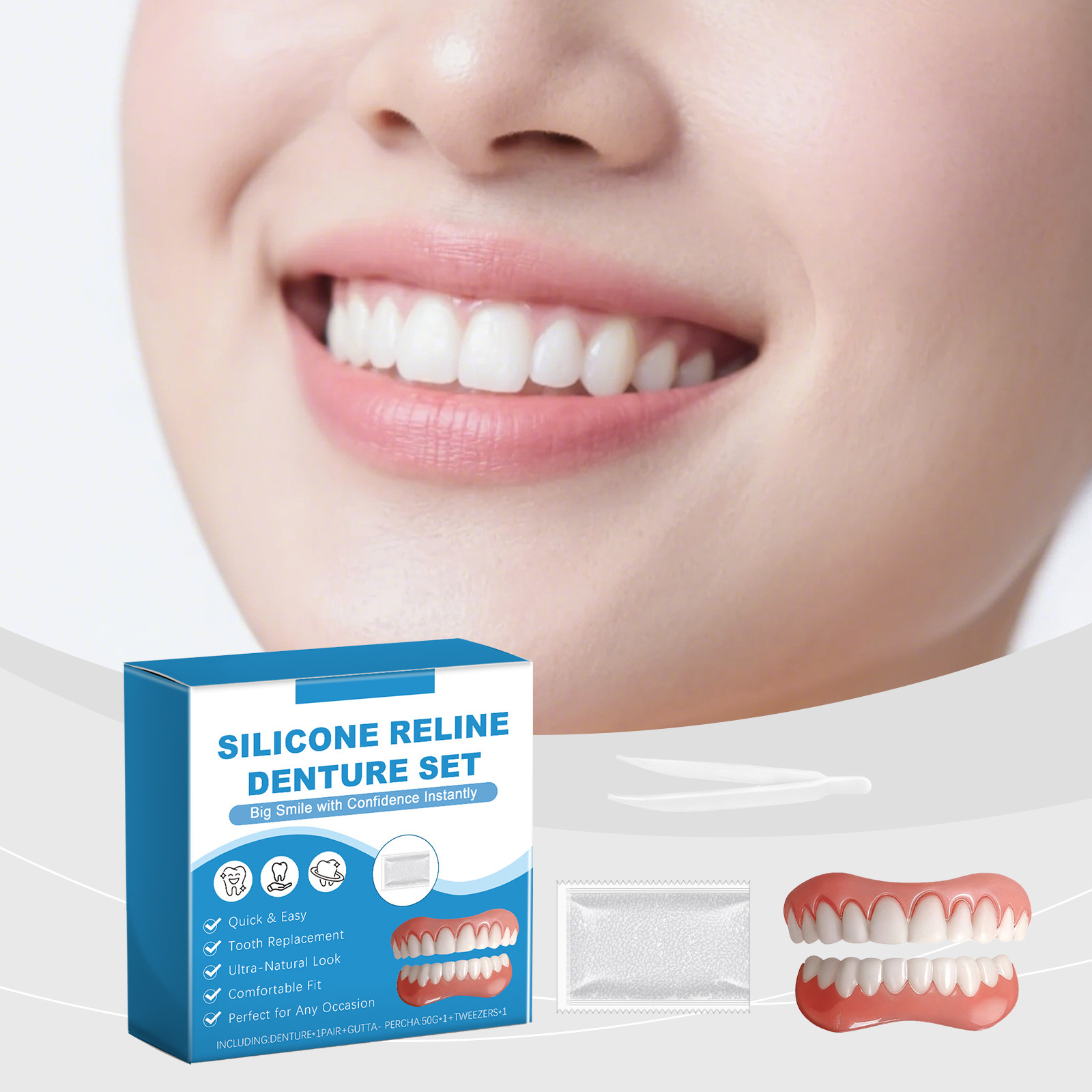 Denture Full Set Over Gums Kit - Full Cover Adhesive のレビューと価格