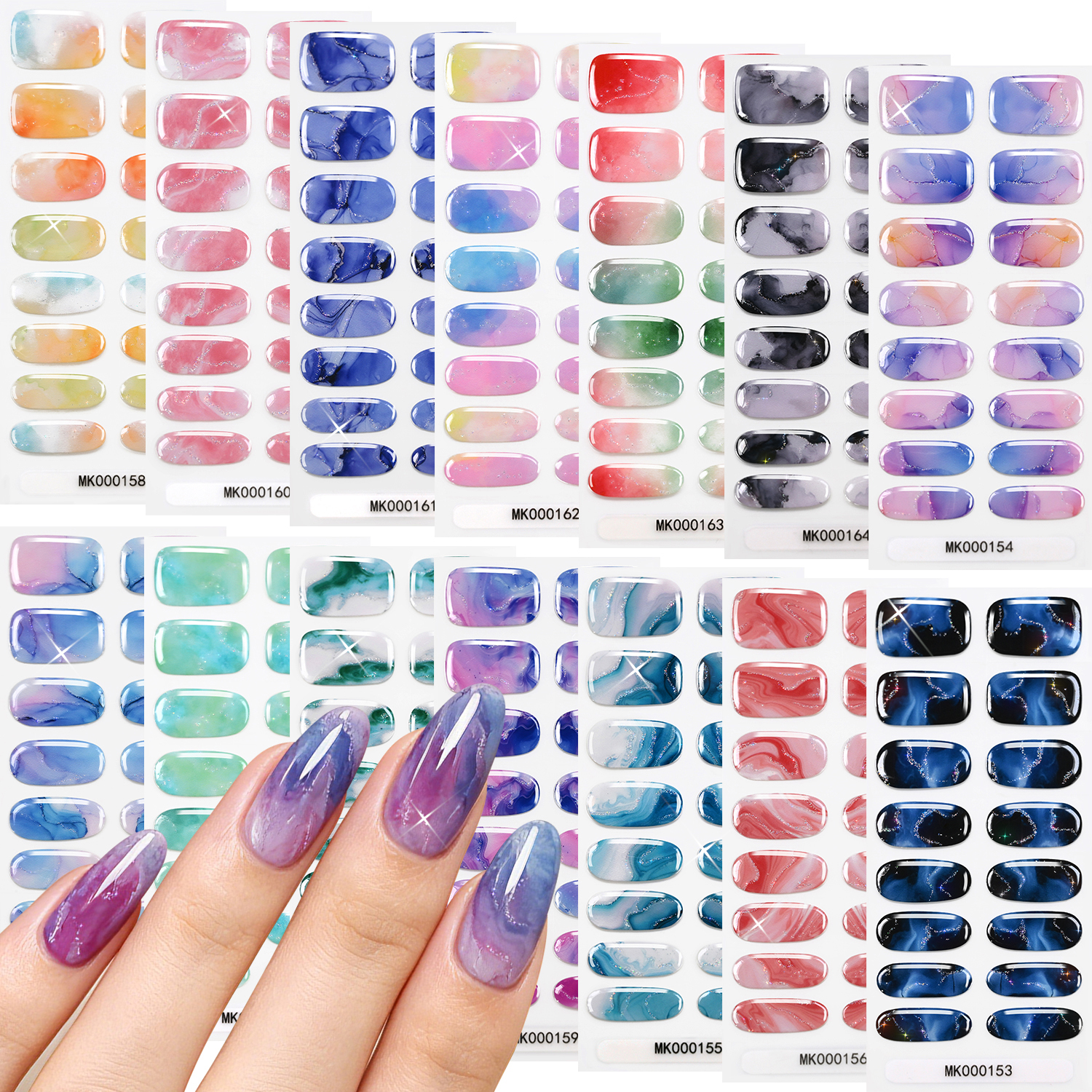 16 Pcs/Sheet Blue Purple Marbl - Full Cover Adhesive のレビューと価格