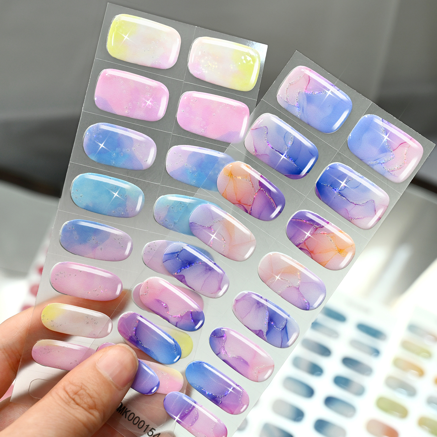 16 Pcs/Sheet Blue Purple Marbl - Full Cover Adhesive のレビューと価格