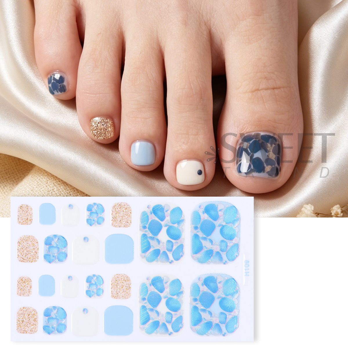 5pcs Elegant Rhinestone Design - Full Cover Adhesive のレビューと価格