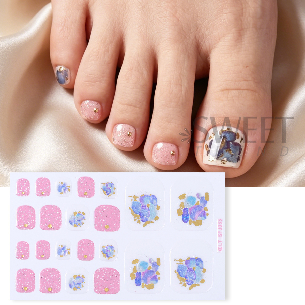 5pcs Elegant Rhinestone Design - Full Cover Adhesive のレビューと価格