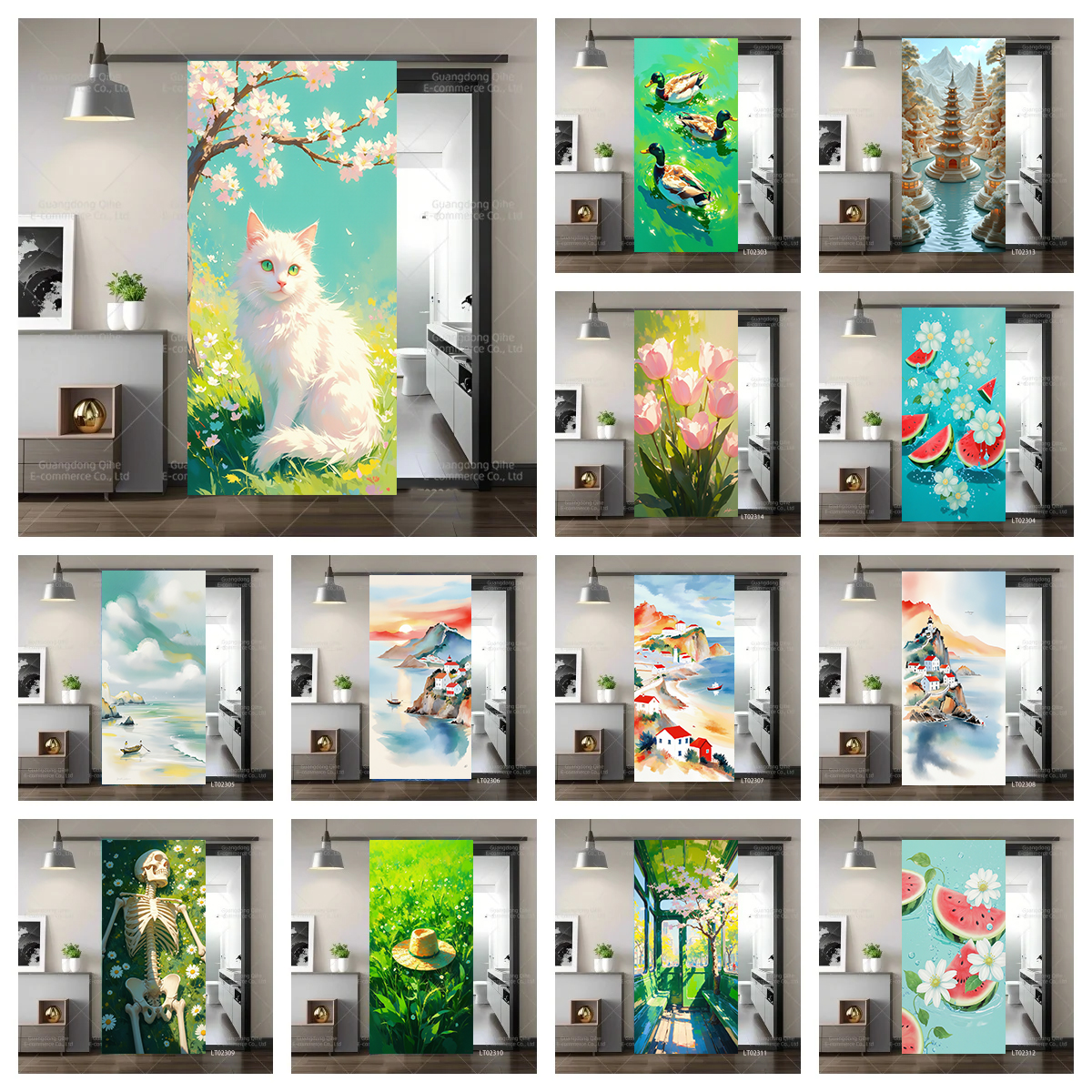 Tulip Cat Cherry Blossom Scene - Full Cover Adhesive のレビューと価格