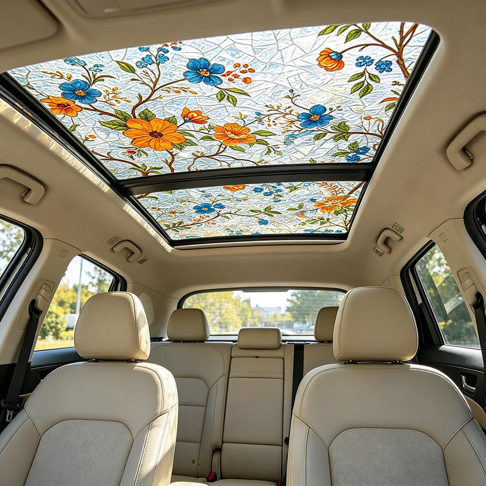 Floral Stained Glass Car Sunro - Privacy Screen Protector のレビューと価格