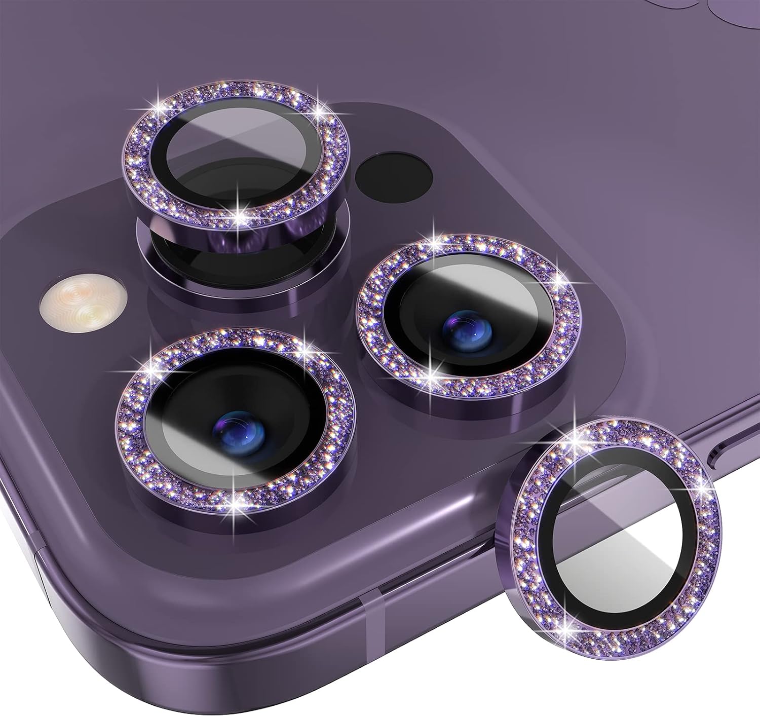 1Set Bling Glitter Purple Came - Tempered Glass Screen 9H のレビューと価格