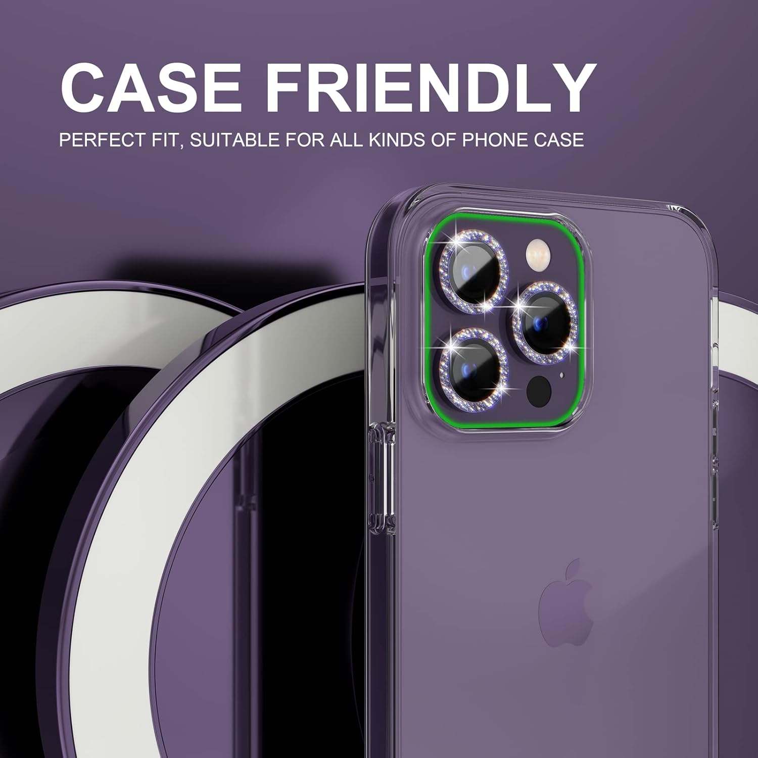 1Set Bling Glitter Purple Came - Tempered Glass Screen 9H のレビューと価格