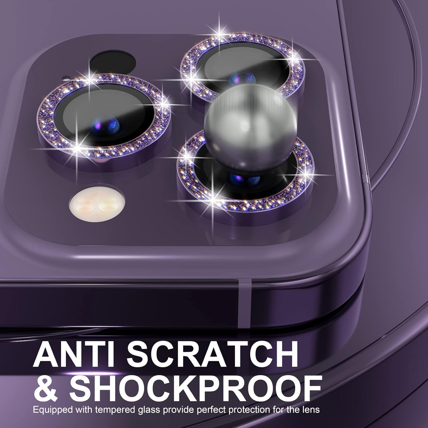 1Set Bling Glitter Purple Came - Tempered Glass Screen 9H のレビューと価格