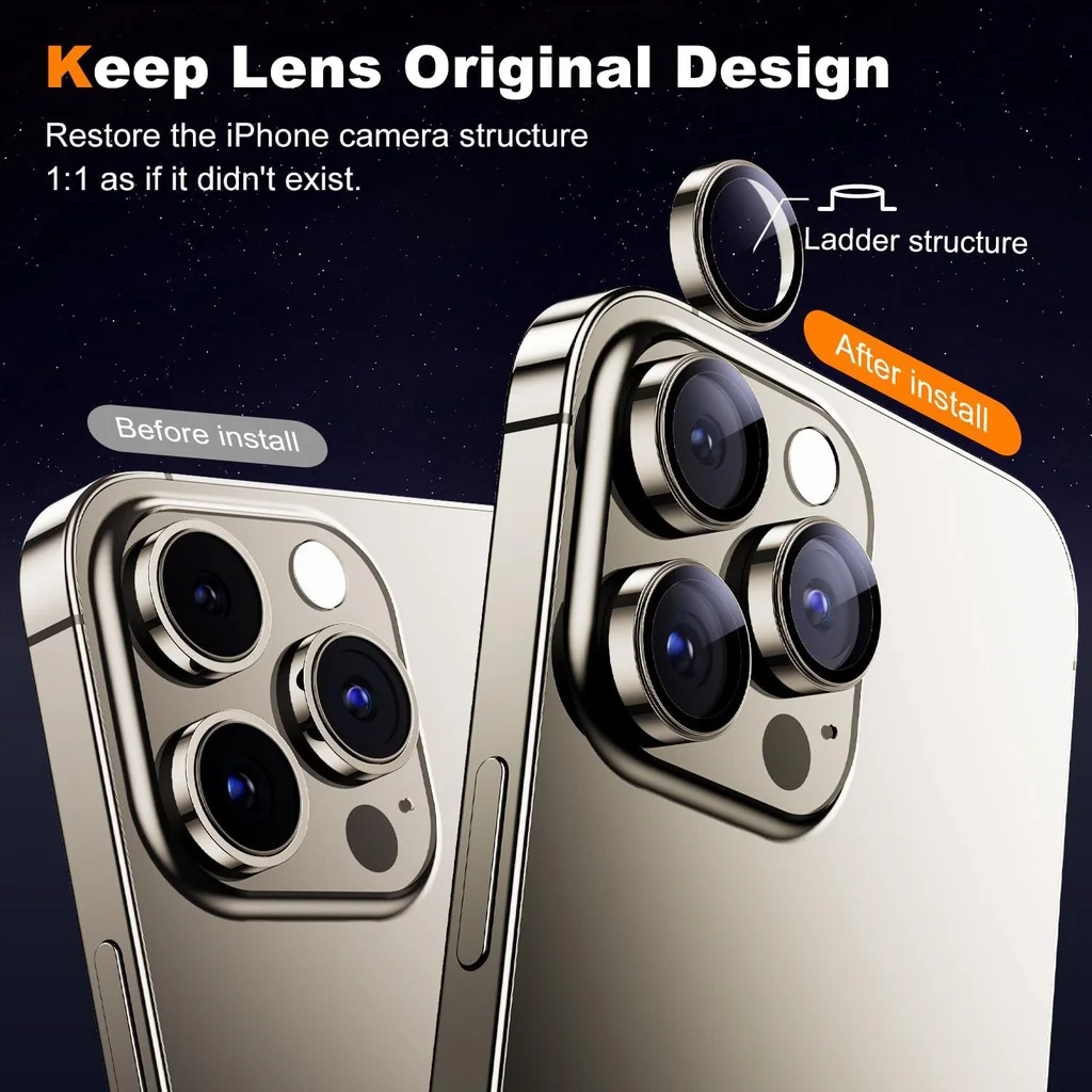 3Pcs Metal Camera Lens Protect - Tempered Glass Screen 9H のレビューと価格